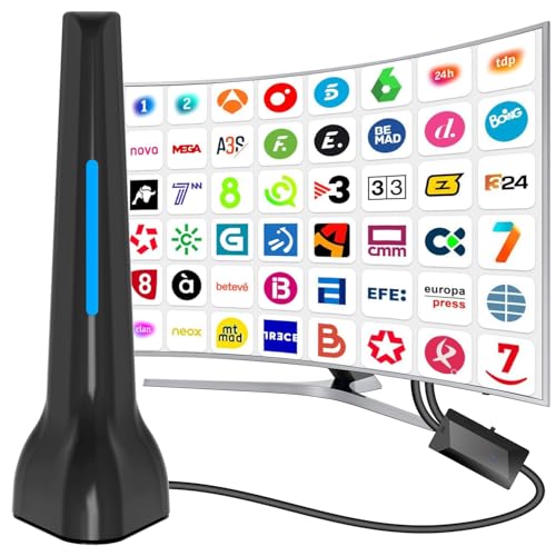 Antenas de televisão interior, antena de televisão digital de alta definição, antena de televisão inteligente, antena de TV para canais locais, TV 4K 1080p interior, base magnética forte