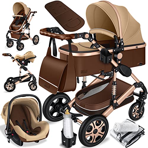 KESSER® Loops 3 em 1 Stroller combo conjunto completo de carrinhos de passeio incl. Assento desportivo para banheira e carrinho de passeio, pneus de borracha maciça, bolsa trocador