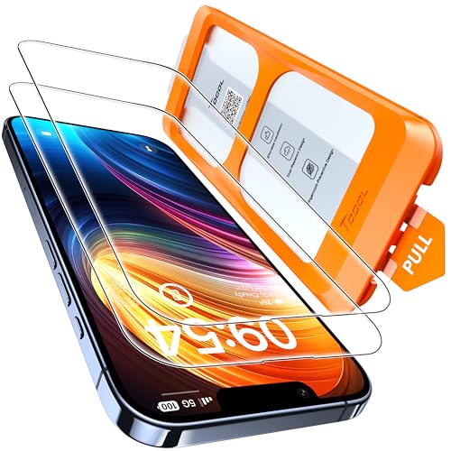 TOCOL 2 peças protetor de ecrã para iPhone 13 Pro Max/iPhone 14 Plus, alinhamento automático para instalação rápida, sem bolhas, vidro temperado com dureza 9H e removível, HD transparente