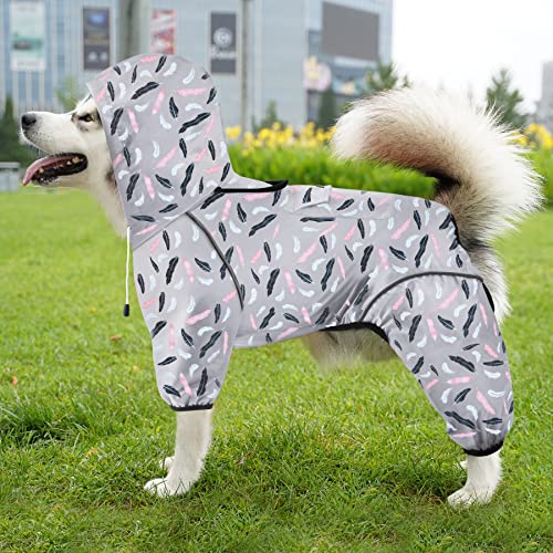 Idepet Impermeável para cães com capuz e pescoço, poncho impermeável para chuva para cães casaco impermeável para chuva com capuz para cães pequenos, médios e grandes