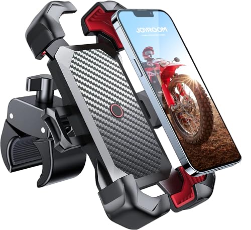 JOYROOM 2025 Suporte móvel de bicicleta, [1s bloqueio][100mph militar antivibração] suporte móvel moto,[5s fácil de instalar] suporte universal para iPhone 16, Samsung S24, 4,7"-7" Smartphone