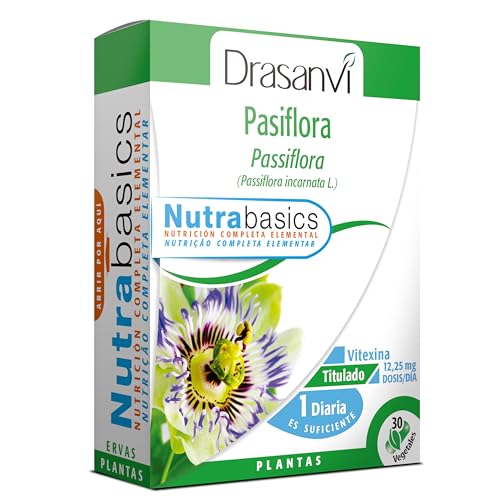 DRASANVI NUTRABASICS PASIFLORA - Tradicionalmente usada como ajuda para relaxamento e para o DESCANSO - Vegano - sem glúten - 30 cápsulas vegetais