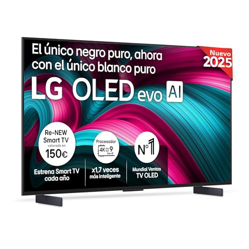 LG OLED42C54LA Televisão 42", OLED EVO 4K, Smart TV AI C5, WebOS 25, Super Upscaling, Visão Dolby e Dolby Atmos, AMD FreeSync, Alexa/Google Assistant, preto
