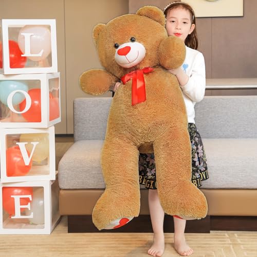 SNOWOLF XXL Urso de peluche bonito animal de peluche brinquedos 110 cm urso grande boneco de peluche presente para meninos meninas aniversário Natal Dia dos Namorados (castanho escuro)
