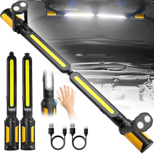 SYLSTAR Lanterna de oficina LED com controlo por sensor, 2400 LM lanterna mecânica com 3 níveis de brilho, bateria de 4400 mAh, gancho e base magnética para oficina, reparação de carros, garagem e