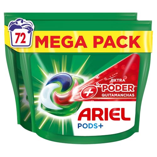 Ariel Tudo em um PODS, detergente líquido para máquina de lavar 72 cápsulas poder extra removedor de manchas lavados, limpeza profunda remoção de manchas adicional