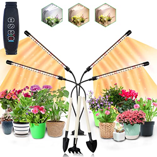 COKOLILA Candeeiro de cultivo, 80 LED candeeiro de planta de espectro completo, 3000k, 5000k, 660 nm, luzes crescimento plantas com temporizador, 10 níveis, 3 modos para plantas de interior