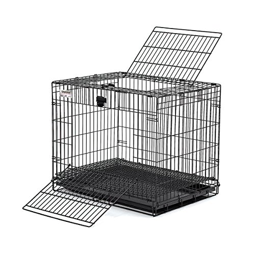 MidWest Homes for Pets Wabbitat modelo 151 gaiola dobrável para coelhos, 63,5 cm de comprimento, com grade para o chão de 1,27 cm e bandeja de plástico removível, cor preta