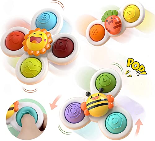 BIAOQINBO - Brinquedo sensorial para bebé a partir de 1 ano, 3 peças com ventosa de brinquedo, para mesa, casa de banho, presentes (sorridente)