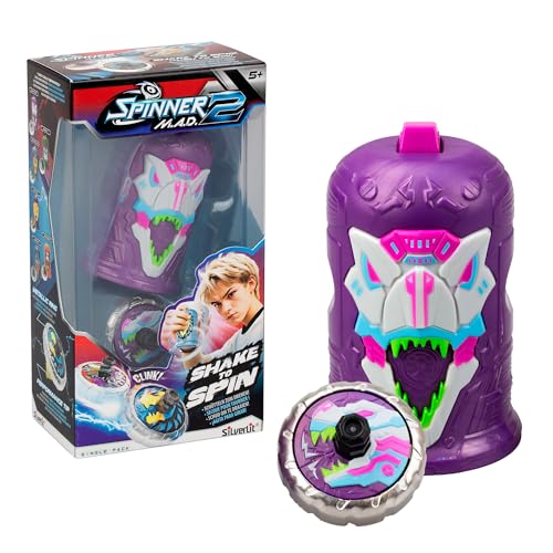 Bizak Spinner Mad 2 Shake, peonza individual com mecanismo avançado, EliEJOOY T-Rex, brinquedo de batalha para meninos e meninas, 5 anos, 6 estilos diferentes para colecionar, (62006323-1)