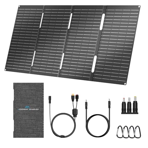 Ecosonique - Painel solar portátil de 60 W, USB-A e USB-C, painel solar dobrável, com concentrador de energia removível, IP67, painéis solares resistentes às intempéries para campismo, exteriores