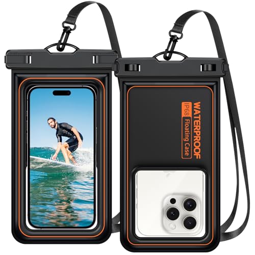 FERRGIA Capa impermeável telemóvel IP68 flutuante, 2 unidades bolsa estanque universal para iPhone 16/15/14/13/12 Pro MAX, Galaxy S24/S23/S22, Xiaomi, Huawei, até 7,2 polegadas, para praia, Piscina