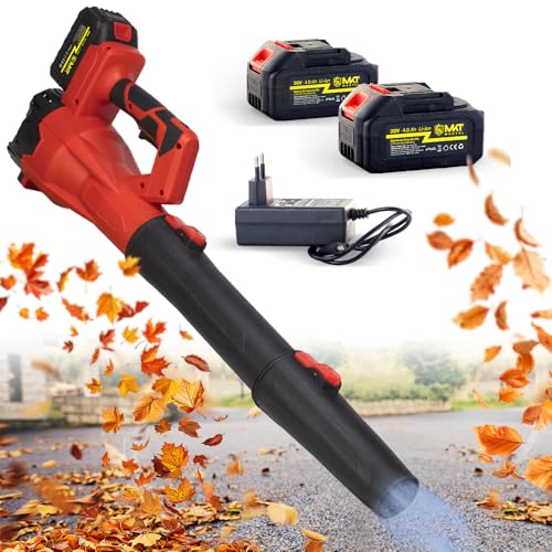 MAKTUL Ventilador de folhas bateria potente e leve, motor de 6 velocidades 28.000 RPM 241 km/h, 2 baterias 4000 mAh 20 V 450 W, soprador de ar e jardim de alta potência, ufador elétrico sem fios sem