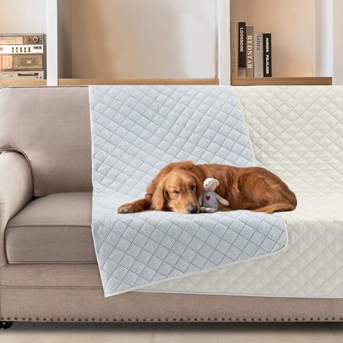 BellaHills Capa sofá grande para cães, 172 x 208 cm, impermeável e antiderrapante, protetor de sofá lavável, branco quebrado