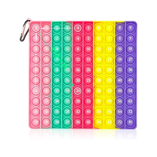 jiuzcare Pop It Fidget Toy Multiplicação Push Bubble Sensory explodir bolhas silicone brinquedos sensoriais anti-stress Popit brinquedo educativo de matemática, Macaron