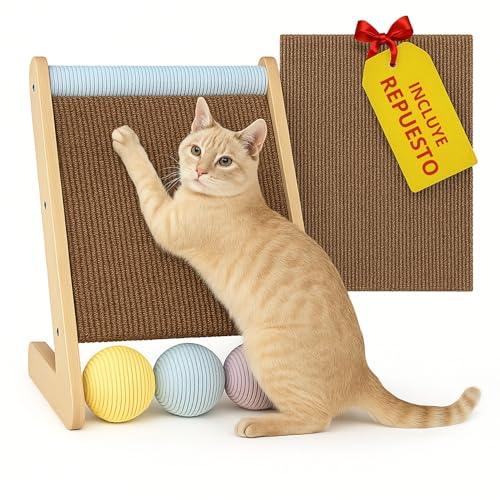 Raspador para gatos grandes de papelão ondulado 1 peça sobresselente brinquedos interativos, raspador gatos rolo de sival, bolas de lã, ideal para arranhar e brincar arrecadador para gatos, Cat