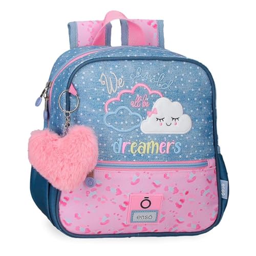 Enso Dreamer Mochila infantil, mochila escolar, fabricada em poliéster, rodas duplas de rotação multidirecional, várias maneiras de usar, azul, Mochila 25