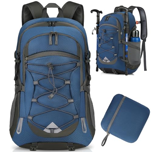 IGOLUMON Mochila de caminhada de 40 l mochila dobrável ultraleve mochila de viagem mochilas de marcha para homem mulher para acampar viagens excursões acampadas montanha ao ar livre, preta