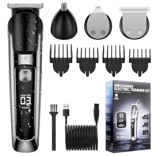 Vexloria Tondeuse Aparador de barba para homem, máquina de cortar pelos elétrica para homem aparador para nariz orelhas e sobrancelhas corporal cortadores faciais tudo em J01