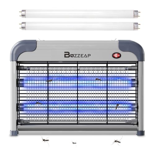 Buzzeap - Mata mosquitos eletrónicos para interiores, mata insetos para interiores, mata mosquitos, mata mosquitos, potente mosquitos de 2800 V, 2 lâmpadas de substituição adicionais