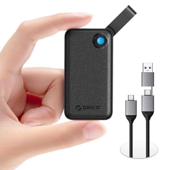 ORICO SSD Externo de 1TB, disco rígido externo SSD até 2000 MB/s, USB 3,2 gerações, 2 x 2, SSD portátil com cabo USB C 2 em 1, compatível com smartphones, PS5, Xbox, PC, MacBook/Pro/Air - B20