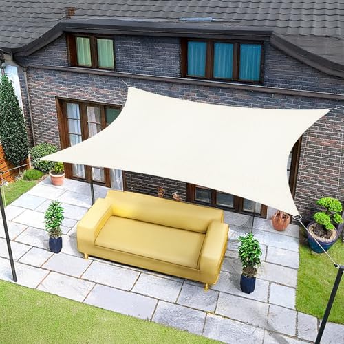 Sunnylaxx 5 x 5 m, vela de sombra impermeável, quadrado, creme, toldo para exteriores, terraço, proteção contra raios UV, para exteriores, pérgolas e jardim, terraços