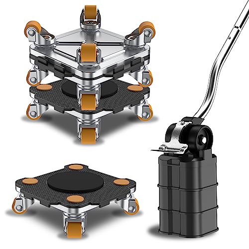 Set ONEON Mover de móveis Pro - carrinho e elevador melhorados com rodas de TPE personalizadas para levantar e mover móveis facilmente (conjunto preto: 4 carrinhos 1 elevador)