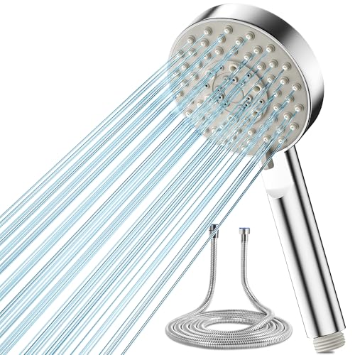 Alcachofra de chuveiro com mangueira 2 m, cabeça duche de alta pressão com 5 modos cabeça de duche para baixa pressão de água