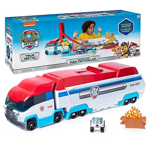 PATRULLA CANINA - Autocarro lançador transportador com conjunto de faixas transformáveis 2 em 1 para carros True Metal - 6054869 - Patrulha Canina brinquedos - brinquedos crianças 3 anos +