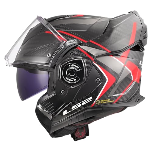 LS2, Capacete para motocicleta modular ADVANT X CARBON FUTURE II Gloss Red, XL
