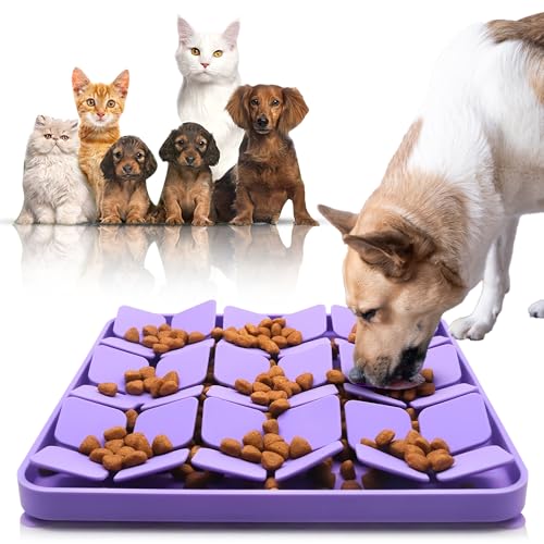 Alimentador antivoracidade para reduzir a ansiedade do seu cão ou animal de estimação | Tapete interativo | Brinquedo para estimulação do olfato e da inteligência (roxo (lilás))