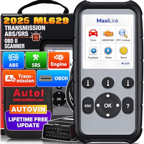 Autel MaxiLink ML629 Diagnósticos OBD2 Scanner para ABS/SRS/motor e transmissão 4 sistemas diagnosticar, com Auto Vin, teste lista - versão atualizada de ML619