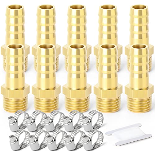 ERGAOBOY 10 peças 10 mm OD Barb para conectores BSP macho de 1/4", acessórios de compressão de lingueta de mangueira de latão