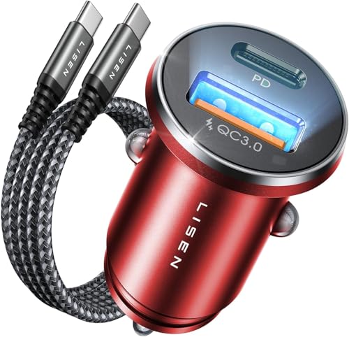 LISEN Carregador de carro carregamento rápido USB C 69 W acessórios carro Camper Vaneta para carregador isqueiro telemóvel carro 12 V tomada Gadgets para iPhone 16 e 15 Pro MAX Samsung S25 S23 Google