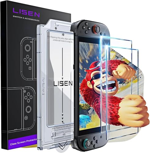 LISEN Para Nintendo Switch 2 Screen Protetor [Atualização de 2025] (One-Tap Bubble-Free & Auto Alignment Kit)Screen protetor Switch2 Tempered Glass [Longest Durável] Full Coverage switch 2 acessórios