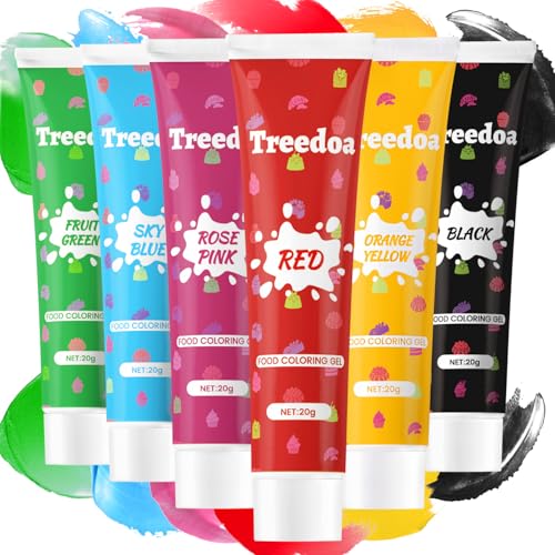 Colorante alimentar gel, 20 g x 6 cores grande capacidade corantes alimentares substituição altamente concentrada para decoração de bolos, ovos de Páscoa, bolachas, fundo de macarrão, macarrão, donuts