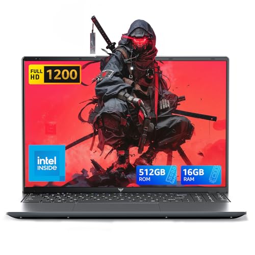 ACEMAGIC 16" 2025 Computador portátil Quad-Core processador N-97, até 3,6 GHz (mais rápido N5095/4020) 16 GB RAM 512 GB SSD Extensões 2TB 1920 x 1200 FHD WiFi 5, Typo C, USB3. 2 câmaras Escondido