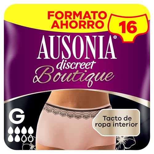 Ausonia Discreet Pants Boutique, roupa interior para perda de urina, 16 cuecas incontinência mulher. Tamanho G. Retém odores, humidade e evita fugas