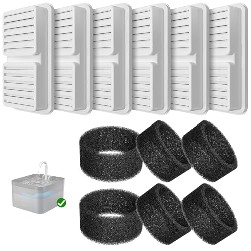 PawPoll Filtros para fonte para gatos, 6 filtros + 6 esponjas