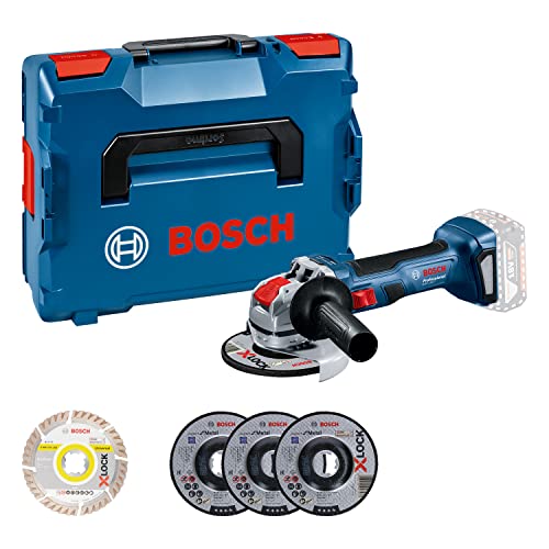 Bosch Professional 18V System GWX 18V-7 - Grinder angular a bateria (X-LOCK, Ø 125 mm, conjunto 5 discos, em L-BOXX) - Amazon Exclusive