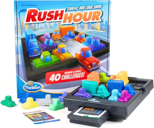ThinkFun - Rush Hour Jogo de tabuleiro crianças 8 anos, quebra-cabeças crianças, jogo de mesa 8 anos ou mais, jogos de mesa infantis, jogo de lógica, 40 desafios, nova edição