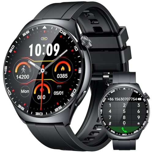 Smartwatch relógio inteligente homem com chamada: 1,46" redondo TFT ecrã tátil Bluetooth desportos fitness IP68 impermeável 110 modos monitor frequência cardíaca SpO2 sonho para iOS Android