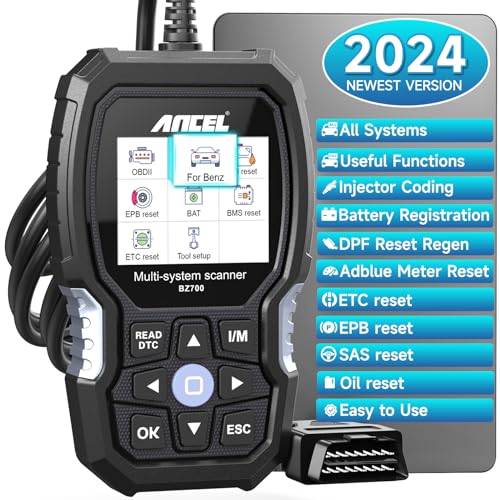 ANCEL BZ700 Diagnóstico profissional OBD2 para Mercedes Benz/Sprinter/Smart todo o sistema de digitalização de carros com 14 funções especiais óleo ABS SAS TPMS EPB BMS DPF ETCS AdBlue(R) Reset leitor