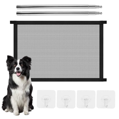 Grelha de proteção para escadas, para cães, cães, sem orifícios, grade de separação para porta, gatos, portátil, de segurança, para animais de estimação, com gancho adesivo para animais de estimação