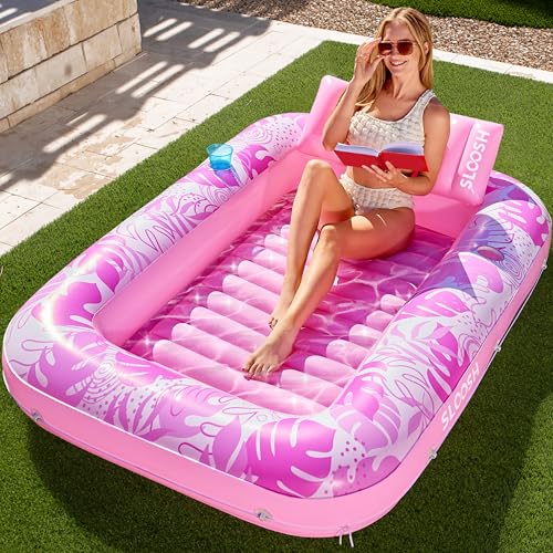 Sloosh Gonflável bronze piscina Chaise Longue Flotteur pour para adultos, 70" x 46"/1,78 m*1,16 m Grand Bain de Soleil Flotteurs de piscina Lit de bronze Gonflable Radeau de piscina Lounge Floatie