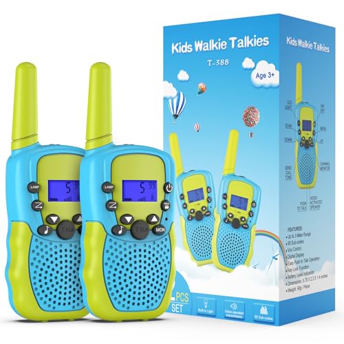 Keui Walkie Talkie com 8 canais, ecrã LCD, alcance de longa distância até 3 km, lanterna incorporada, brinquedo de presente para crianças dos 3 aos 12 anos