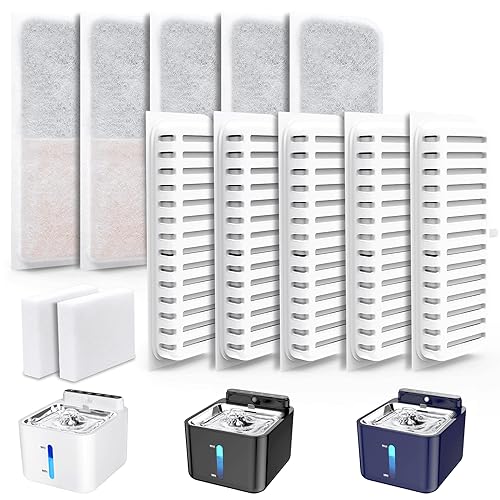 PLOOHT Filtro de 10 peças para fonte de gato 2 unidades esponjas, filtro de substituição para fonte de gato, para fonte gatos com sensor de movimento (versão atualizada)