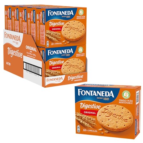 Fontaneda Digestive original, deliciosas para pequeno-almoço e lanches, 10 caixas de 700 g