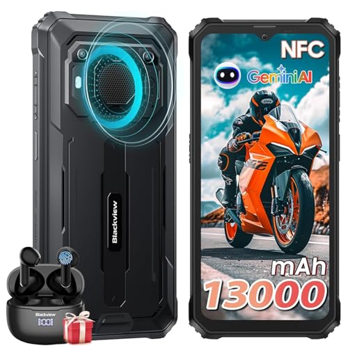 Blackview BV6200Pro Mobile resistente Android 14, 18 GB + 128 GB (TF 2TB) 13000 mAh 18 W telemóvel inestrutível, 6,56" HD câmara hélio P35 de 13 MP+ 8 MP telemóvel todo-o-terreno 98DB altifalante /NFC