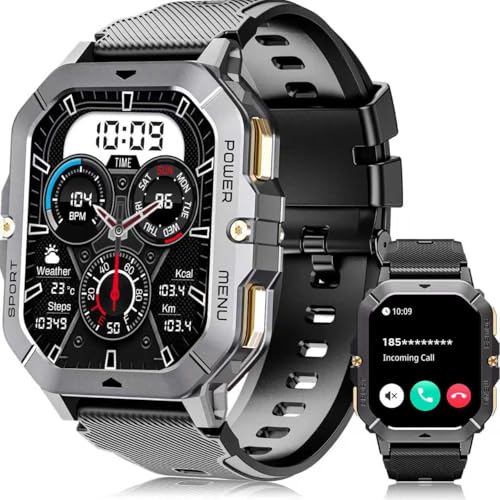 OUKITEL Relógio inteligente homem, 2,02" Smartwatch homem com chamadas Bluetooth, Smartwatch com notificações de mensagens/oxímetro / pulsómetro, 100 modos desportivos para Android iOS impermeável
